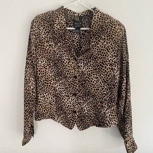 Dana B. & Karen Long Sleeve 100% Silk leopard print Top. Size 16